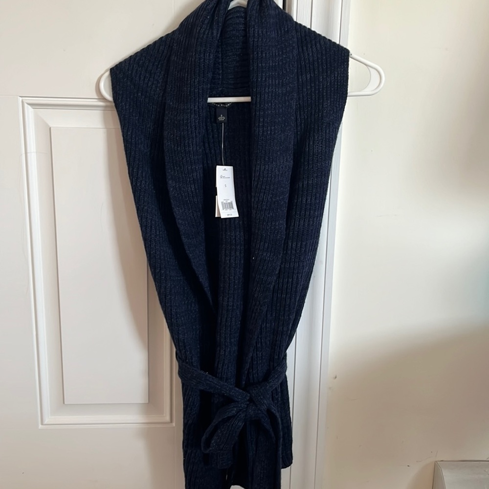 Banana Republic navy blue merino wool cowl neck sweater vest